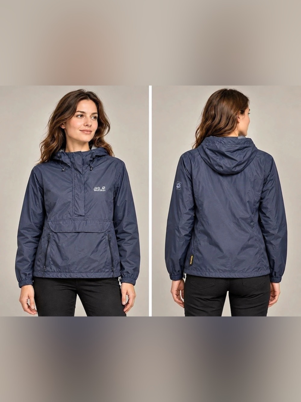 Jack Wolfskin Women's Pullover Rain Jacket Blue - Size M